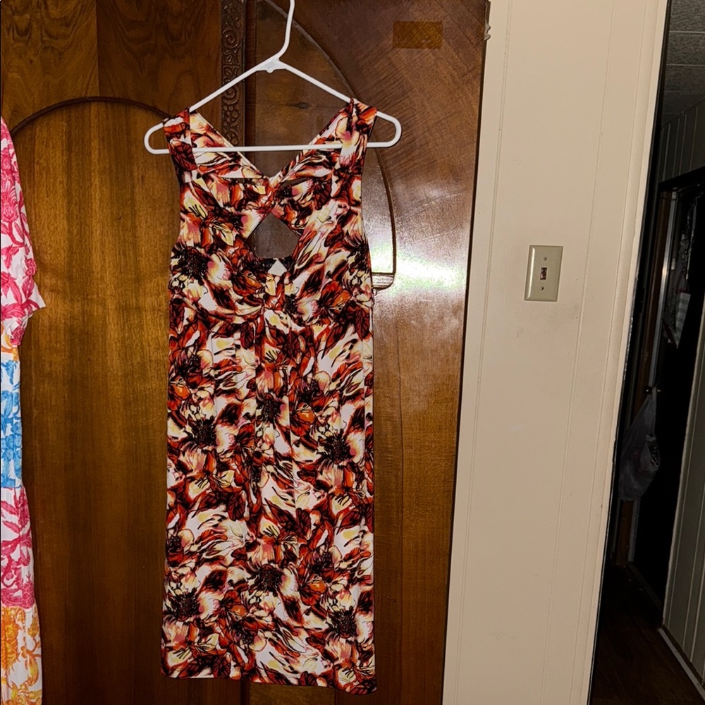 Cocomo Backless Floral Dress - Red and Black